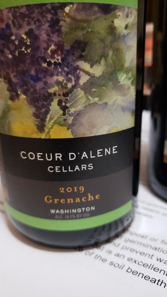2019 Coeur d'Alene Cellars Grenache, USA, Washington CellarTracker