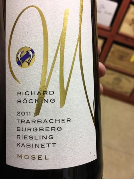 Richard Bocking Riesling 2011 Richard Bocking Trarbacher Burgberg Riesling Kabinett, Germany ...