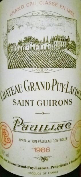 1986 Château Grand-Puy-Lacoste, France, Bordeaux, Médoc, Pauillac 