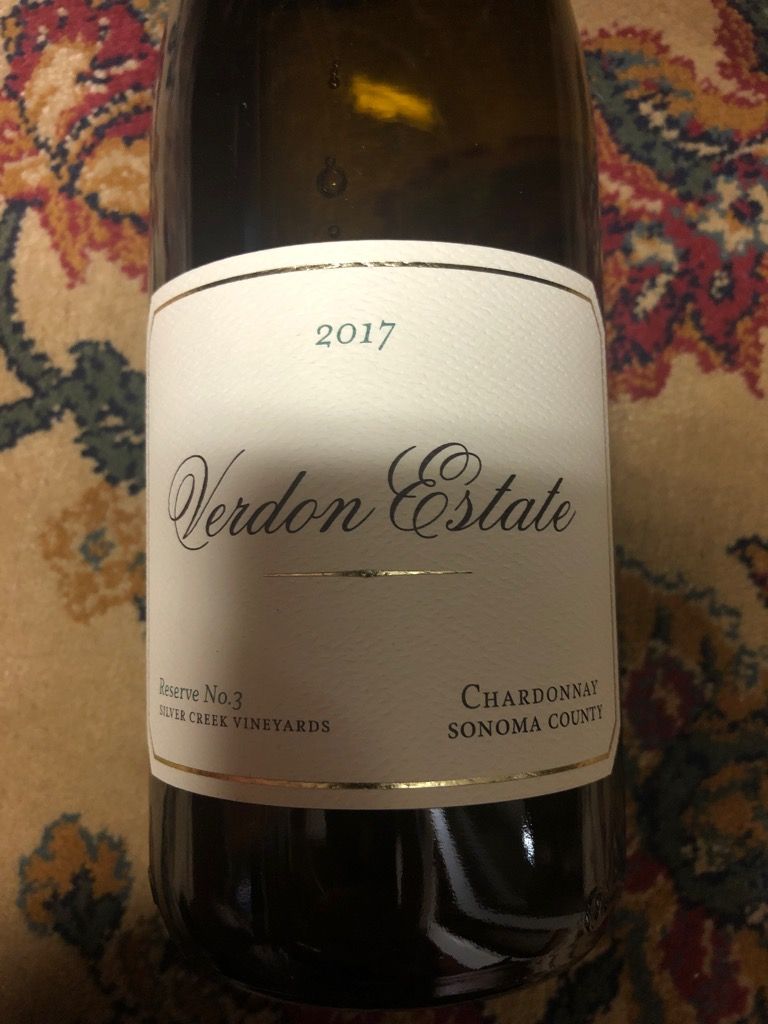 2017 Verdon Estate Chardonnay Reserve No. 3 Silvercreek Vineyards, USA