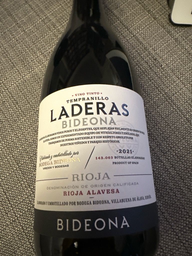 2022 Bideona Tempranillo Laderas, Spain, La Rioja, La Rioja Alavesa ...