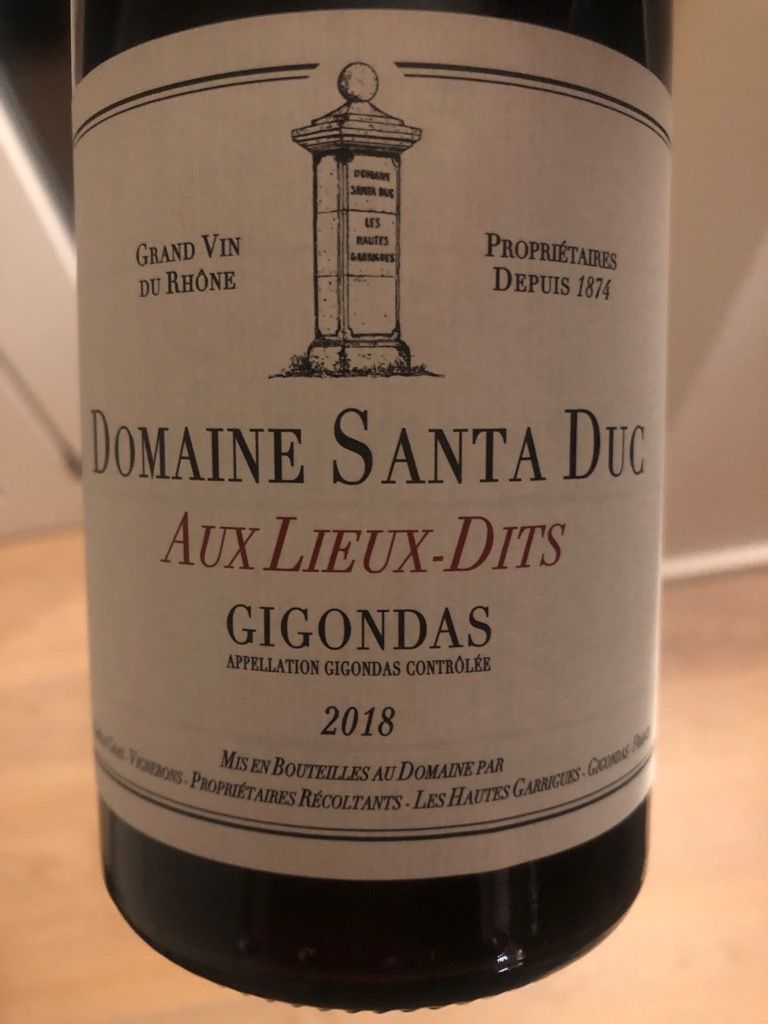 2018 Domaine Santa Duc Gigondas Aux LieuxDits, France, Rhône, Southern