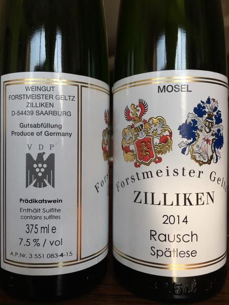 2014 Zilliken (Forstmeister Geltz) Saarburger Rausch Riesling Spätlese ...