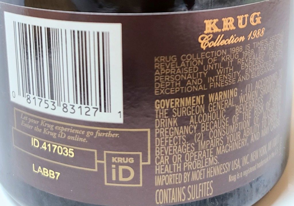 1988 Krug Champagne Vintage Brut Collection - CellarTracker