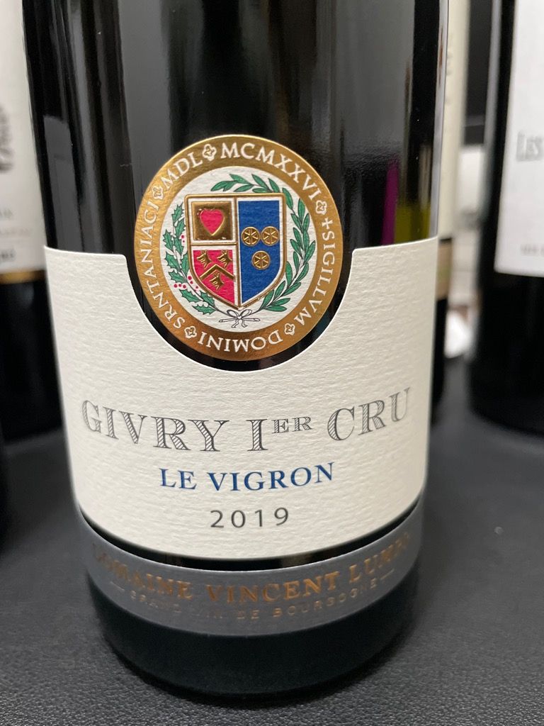 2019 Vincent Lumpp Givry 1er Cru Le Vigron, France, Burgundy, Côte ...