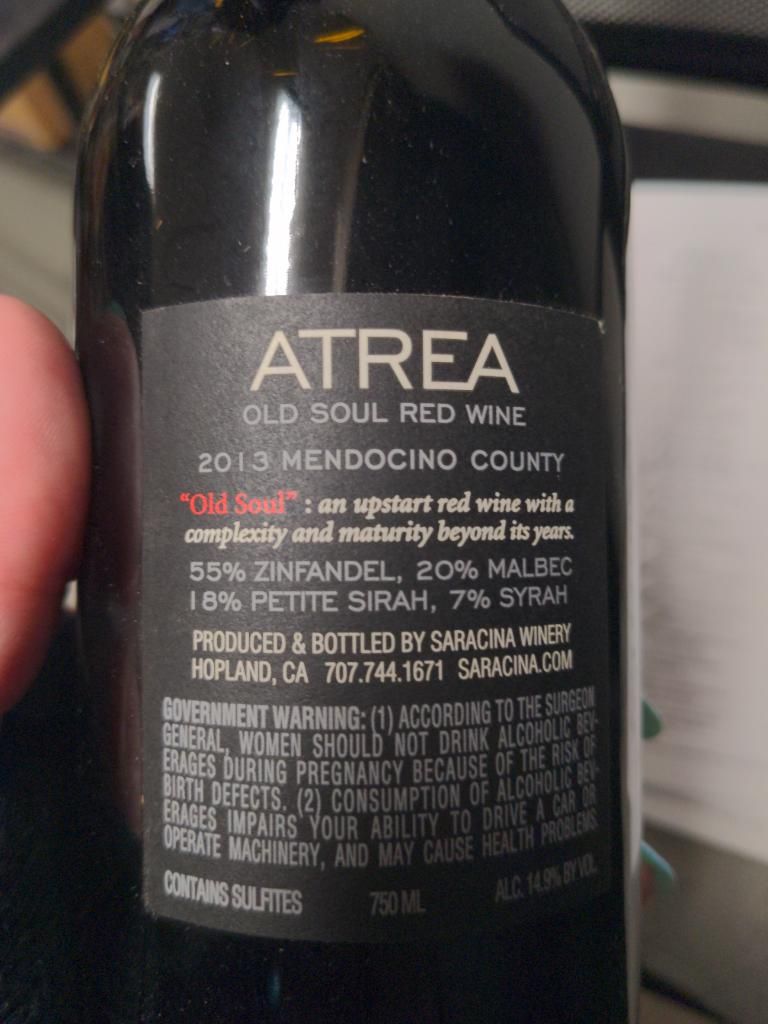 2018 Atrea Old Soul Red, USA, California, North Coast, Mendocino County