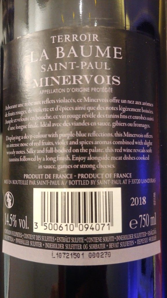 2017 Terroir La Baume Minervois Saint Paul - CellarTracker