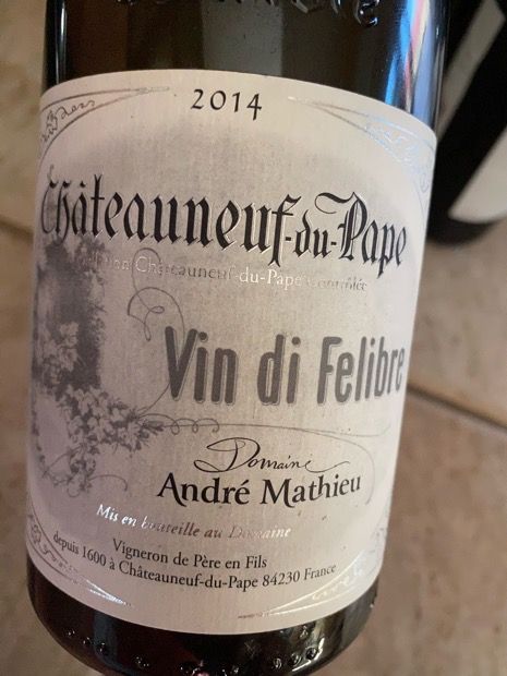 2014 Domaine André Mathieu Châteauneuf-du-Pape Vin Di Felibre, France ...