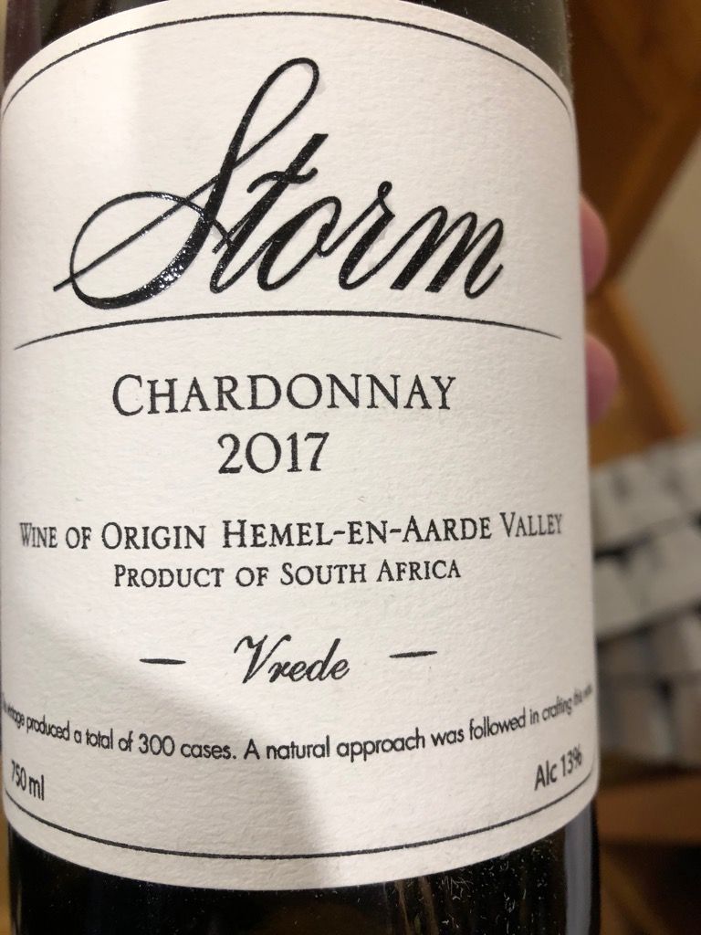 2017 Storm Wines (South Africa) Chardonnay Vrede, South Africa, Cape