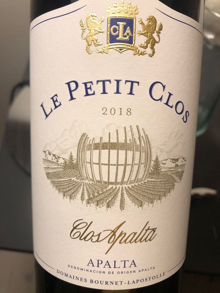 2018 Clos Apalta Le Petit Clos, Chile, Rapel Valley, Colchagua Valley, Apalta CellarTracker