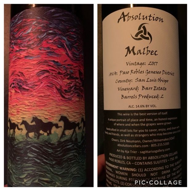 2019 Absolution Cellars Malbec Barr Estate Vineyard, USA, California ...