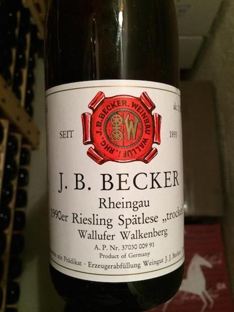 1990 J.B. Becker Wallufer Walkenberg Riesling Spätlese Trocken, Germany ...