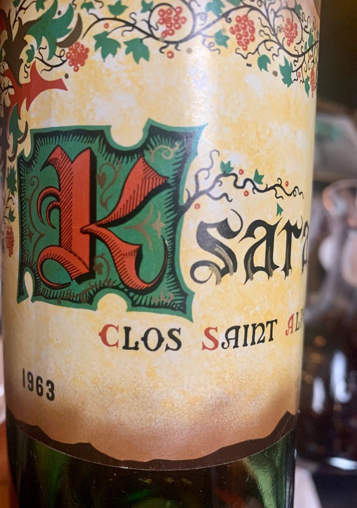 1963 Château Ksara Clos Saint Alphonse, Lebanon, Bekaa Valley