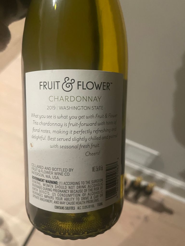 2019 Fruit & Flower Chardonnay, USA, Washington CellarTracker