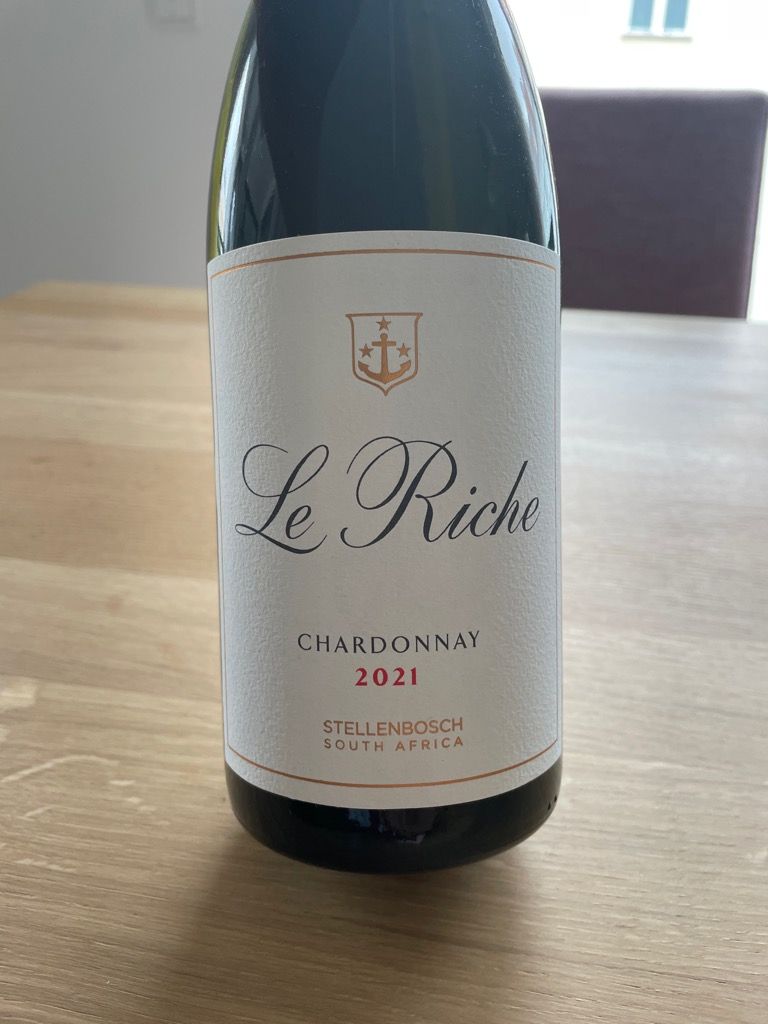 Le Richej 2021 Le Riche Chardonnay, South Africa, Coastal Region, Stellenbosch ...