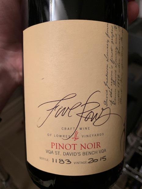 2011 Five Rows Pinot Noir Lowrey Vineyards, Canada, Ontario, Niagara ...