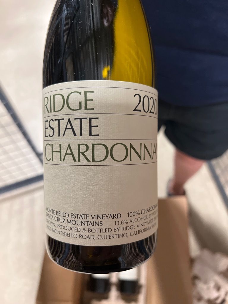 2020 Ridge Chardonnay Estate Monte Bello, USA, California, Santa Cruz ...