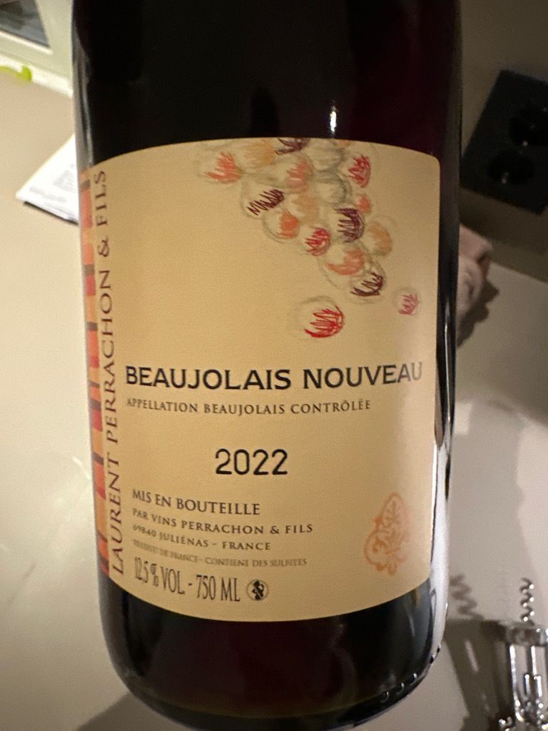 2022 Laurent Perrachon Beaujolais Nouveau, France, Burgundy, Beaujolais, Beaujolais Nouveau