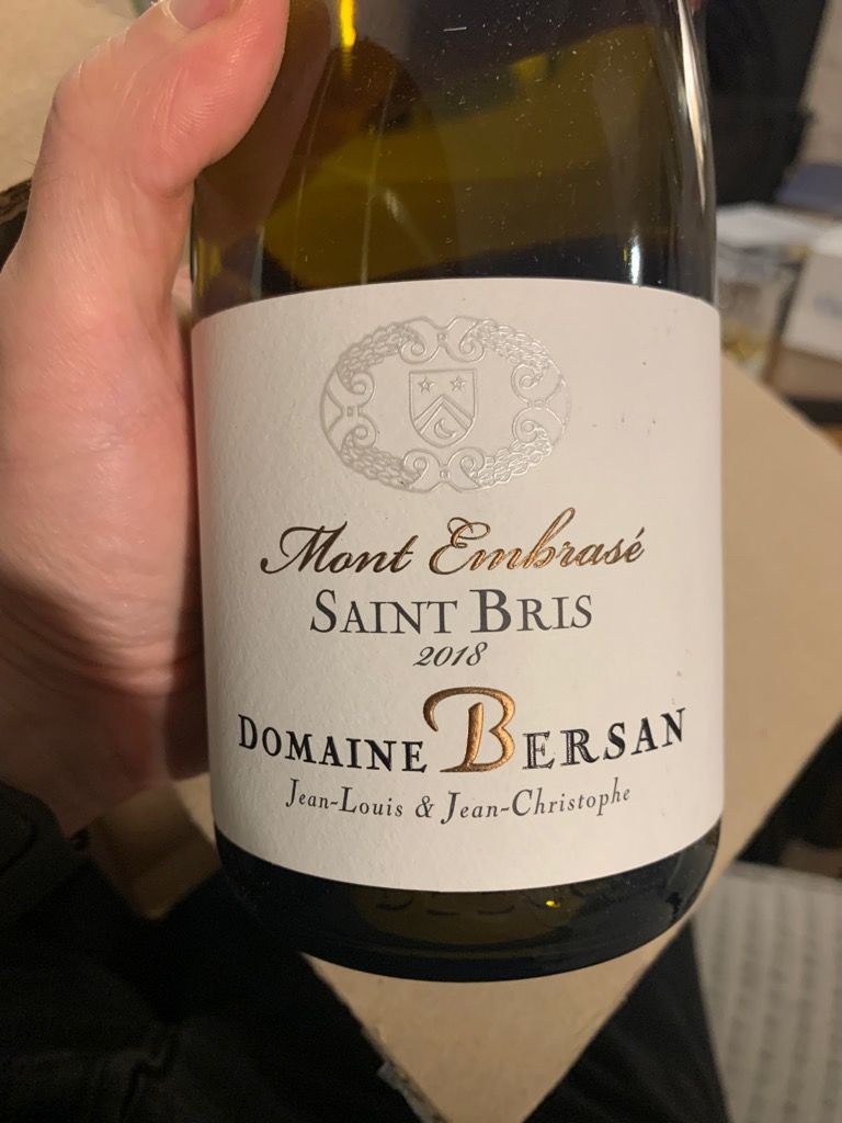 2019 Domaine Bersan Saint-Bris Mont Embrasé, France, Burgundy, Côtes d ...