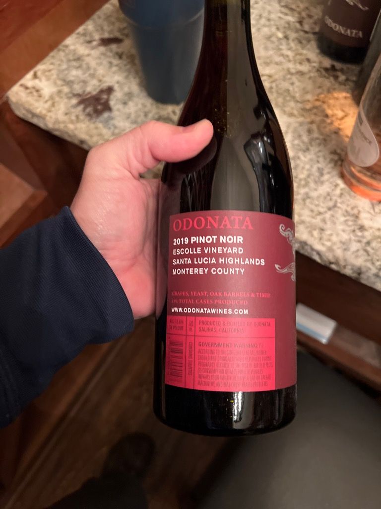 2019 Odonata Pinot Noir Escolle Vineyard, USA, California, Central ...