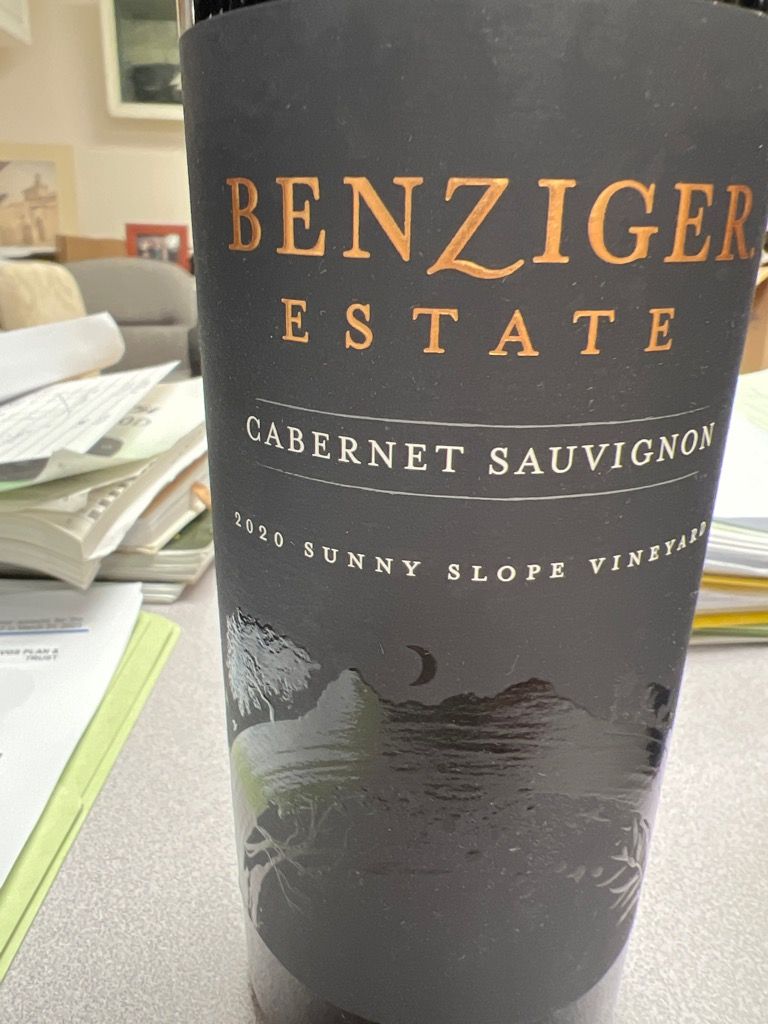 2020 Benziger Family Winery Cabernet Sauvignon Sunny Slope Vineyard ...