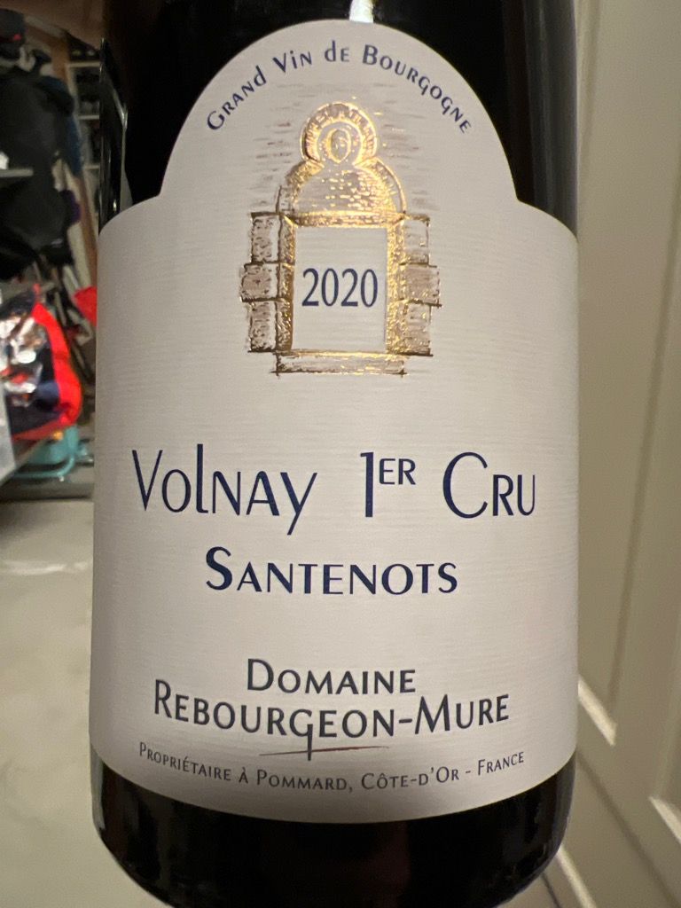 2020 Domaine Rebourgeon-Mure Volnay 1er Cru Santenots, France, Burgundy ...