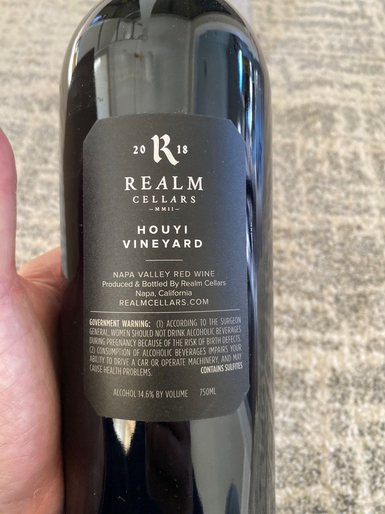 2018 Realm Cellars Houyi Vineyard, USA, California, Napa Valley ...