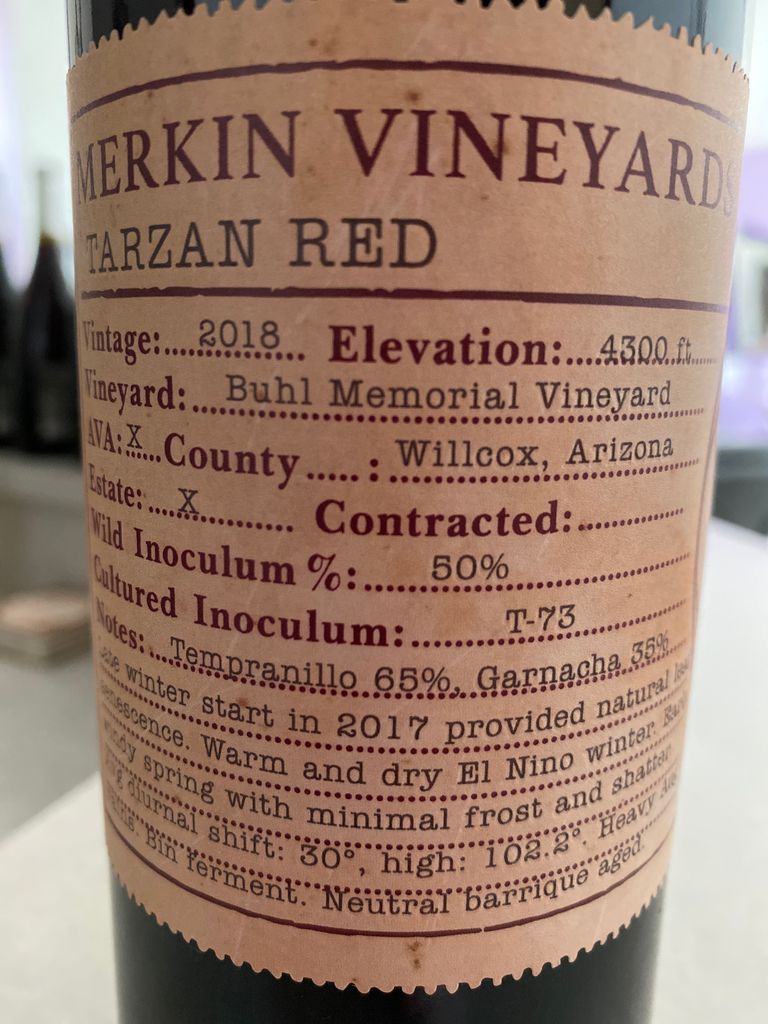 2018 Caduceus Cellars Tempranillo Merkin Vineyard Tarzan, USA, Arizona