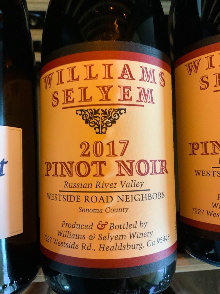 2017 Williams Selyem Pinot Noir Westside Road Neighbors