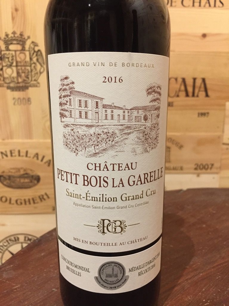 Chateau Petit Bois La Garelle Saint-emilion Grand Cru 2016