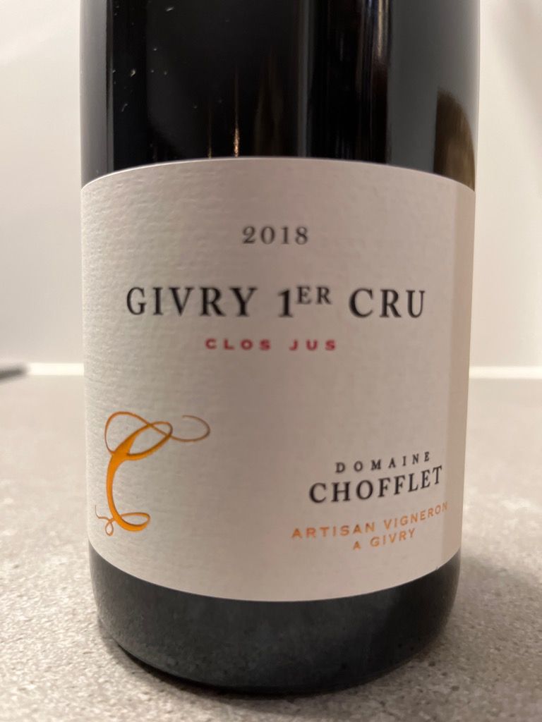 2020 Domaine Chofflet Givry 1er Cru Clos Jus, France, Burgundy, Côte ...