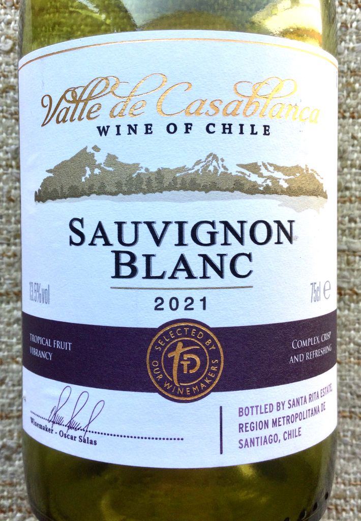 2021 Viña Santa Rita Sauvignon Blanc Sainsbury's TTD Oscar Salas, Chile, Casablanca Valley