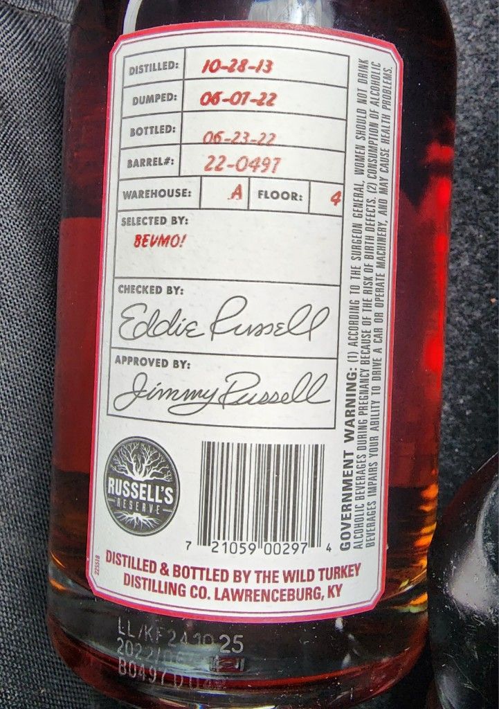 2022 Wild Turkey Russell's Reserve Single Barrel (Bevmo!) #22-0491 ...