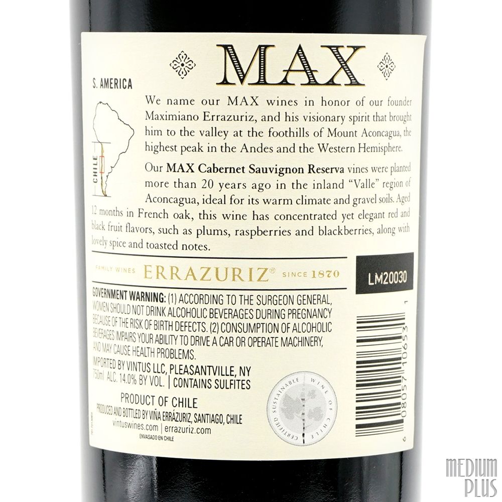 2018 Errazuriz Cabernet Sauvignon Max Reserva - CellarTracker