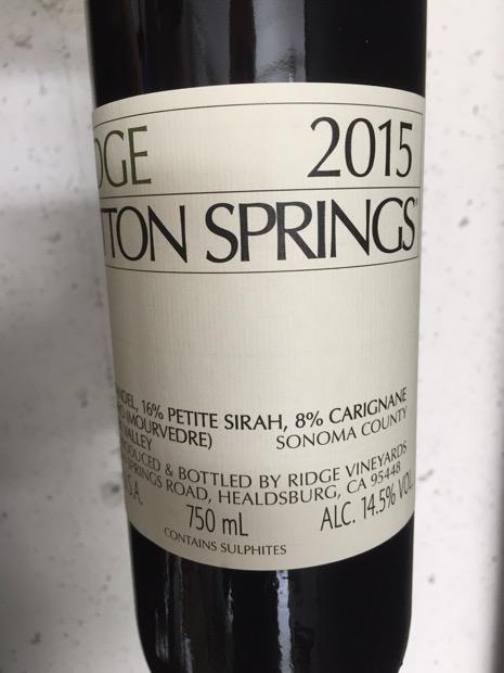 2015 Ridge Lytton Springs - CellarTracker