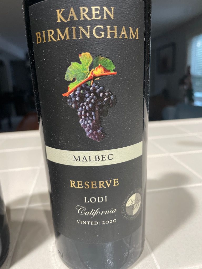 2020 Karen Birmingham Malbec Reserve, USA, California, Central Valley