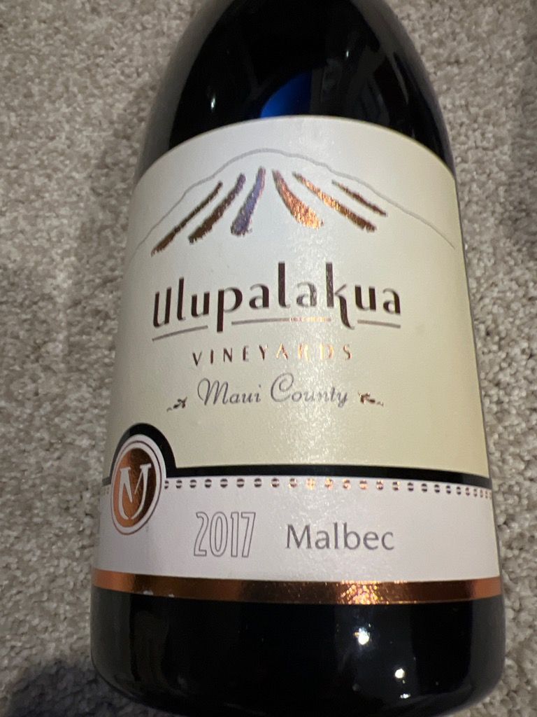2017 Ulupalakua Malbec, USA, Hawaii, Maui, Ulupalakua CellarTracker