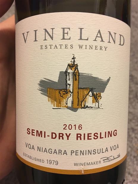 2016 Vineland Estates Winery Semi-Dry Riesling, Canada, Ontario ...