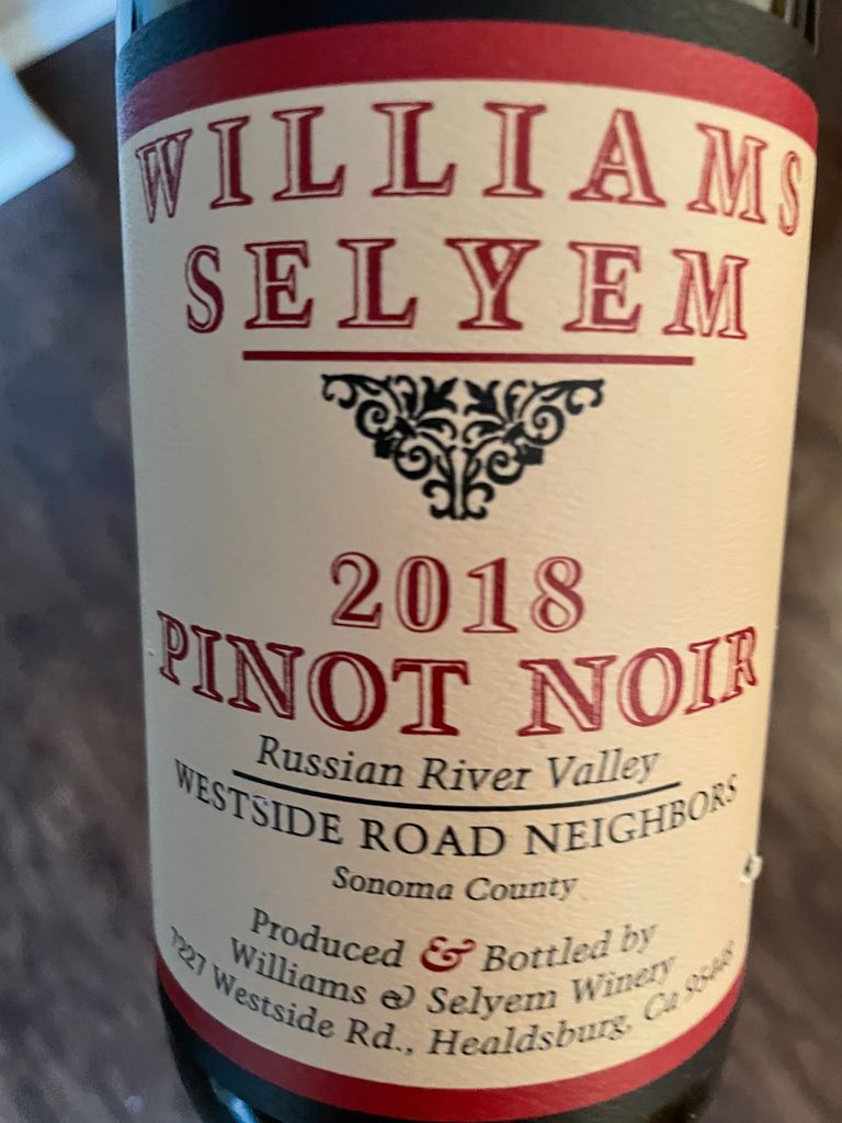 2019 Williams Selyem Pinot Noir Westside Road Neighbors 