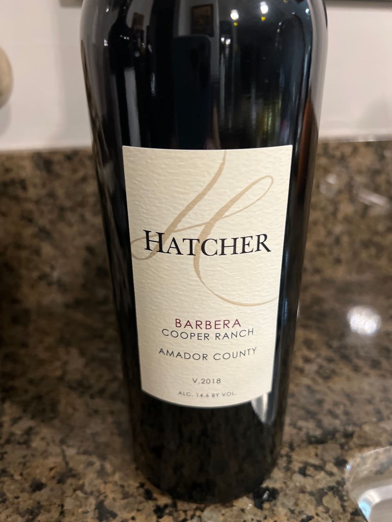 2018 Hatcher Winery Barbera Cooper Ranch, USA, California, Sierra