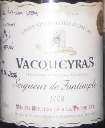 1999 Rhonéa Vacqueyras Seigneur de Fontimple - CellarTracker