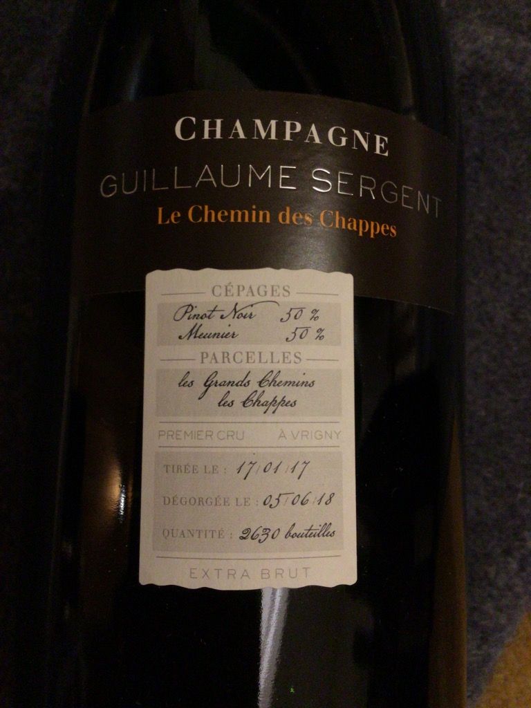 2016 Guillaume Sergent Champagne Premier Cru Le Chemin des Chappes
