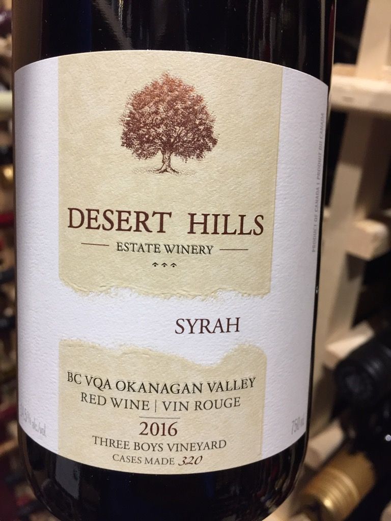 2016 Desert Hills Estate Winery Syrah Three Boys Vineyard, Canada