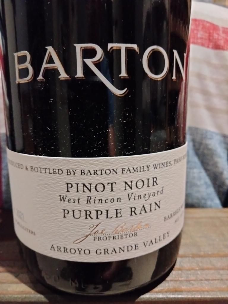 2021 Barton Family Winery Pinot Noir Purple Rain La Encantada Vineyard