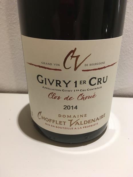 2014 Domaine Chofflet-Valdenaire Givry 1er Cru Clos de Choué, France ...