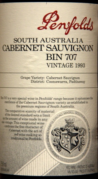 1993 Penfolds Cabernet Sauvignon Bin 707 - CellarTracker