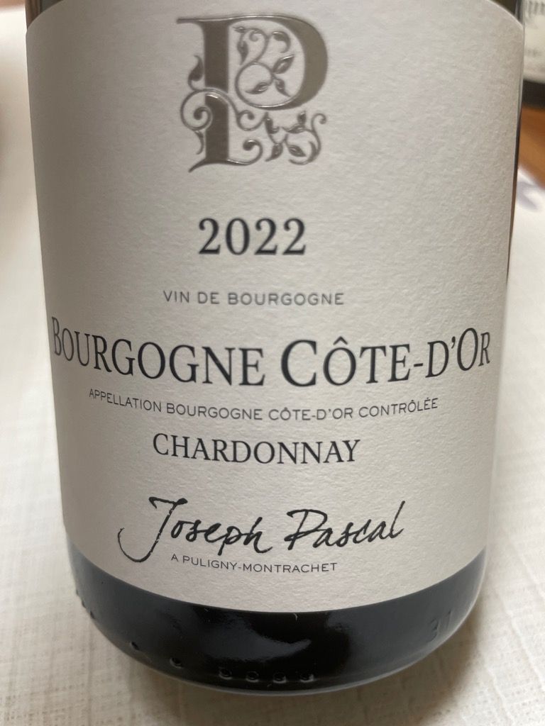 2022 Joseph Pascal Chardonnay Bourgogne Côte d'Or, France, Burgundy ...