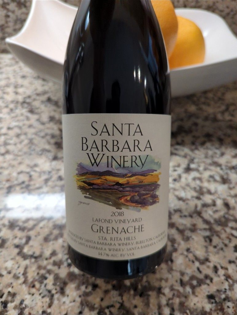 2018 Santa Barbara Winery Grenache Lafond Vineyard, USA, California, Central Coast, Sta. Rita