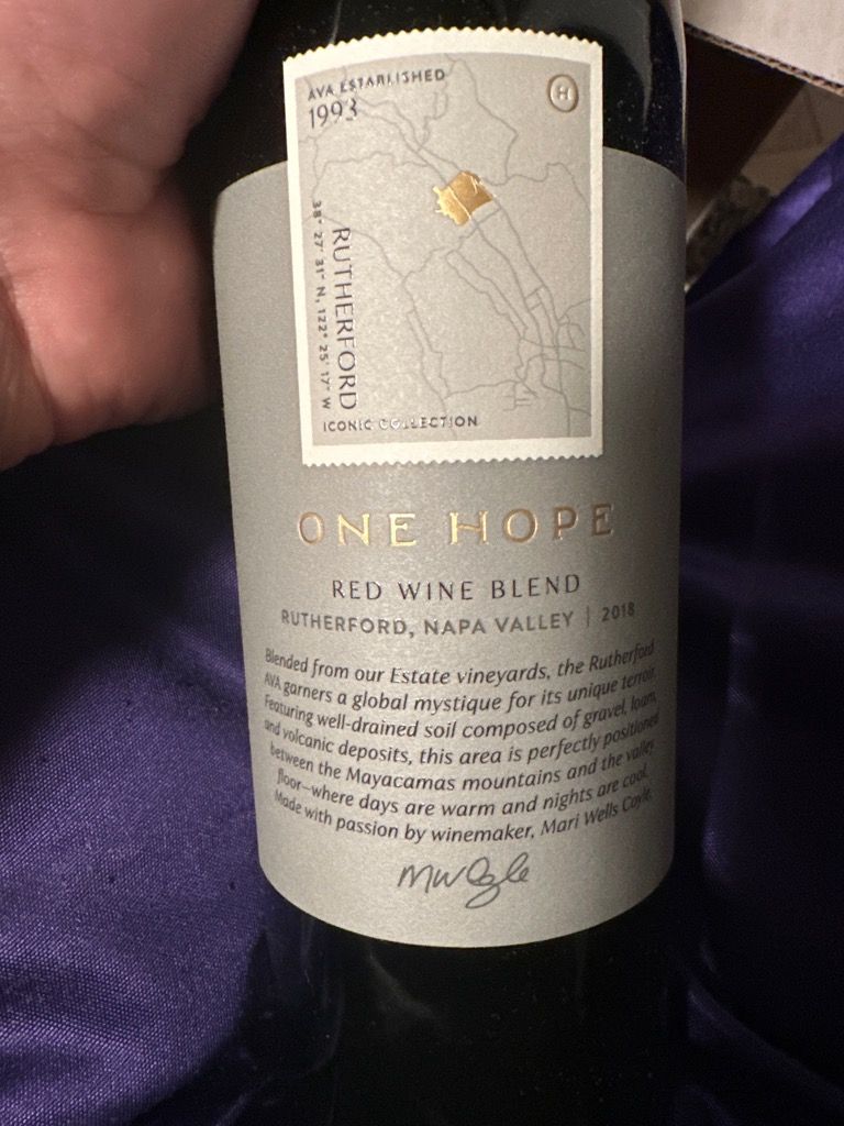 2018 One Hope Red Wine Blend Rutherford, USA, California, Napa Valley