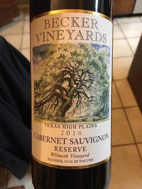 2016 Becker Vineyards Cabernet Sauvignon Reserve Wilmeth Vineyard, USA ...